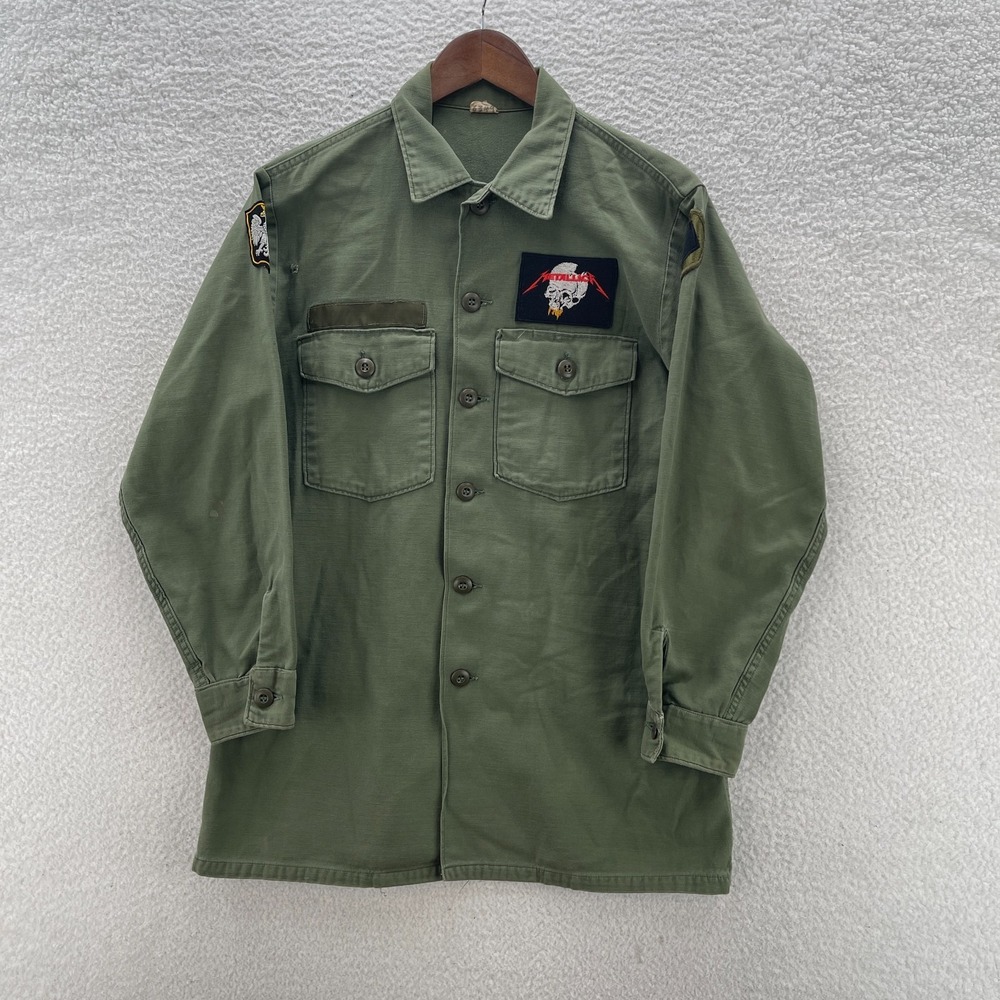 Vintage OG 107 Shirt 16.5 x 34 Sateen Fatigue 60s US Army Vietnam Military GI